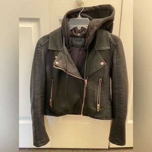 BLANK NYC Moto Jacket with detachable hood
